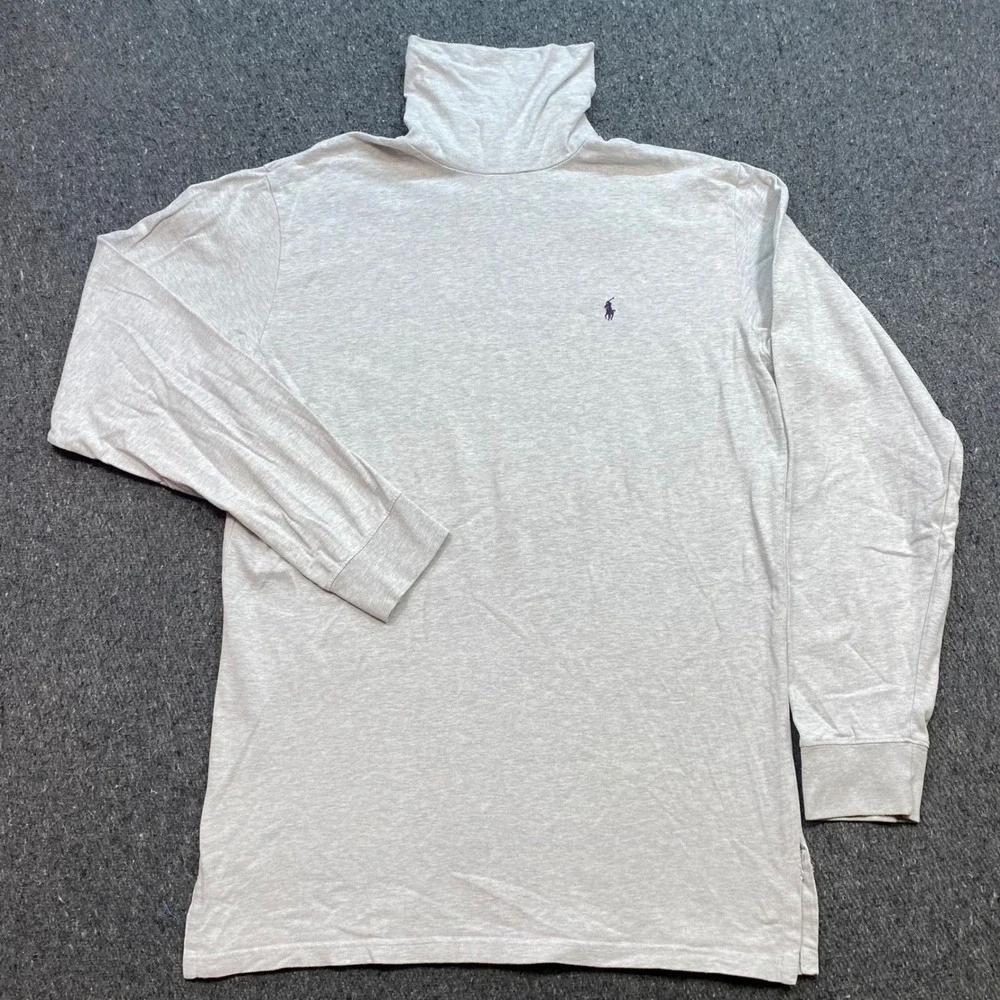 Ralph Lauren Turtleneck Sz L Mens Gray Preppy Minimalist Long Sleeve TShirt